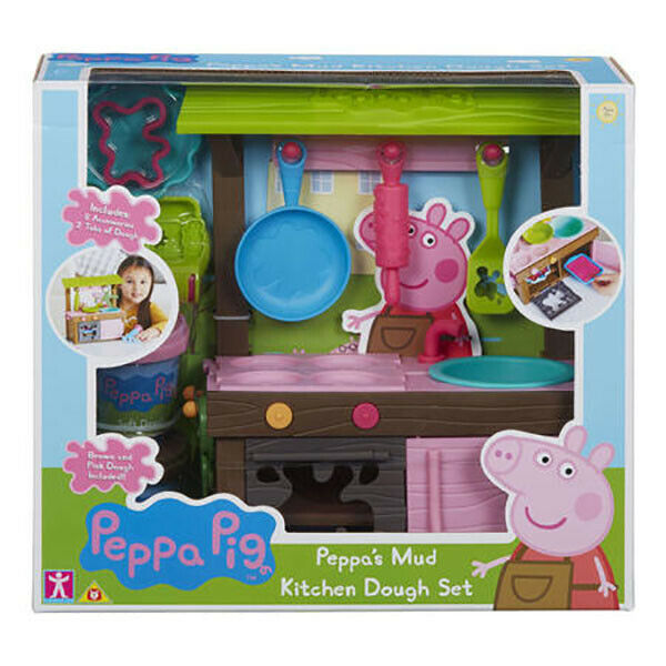 07132 Peppa Pig Mud Kitchen Dough Playset inc Accessories & Soft Dough Age 3+