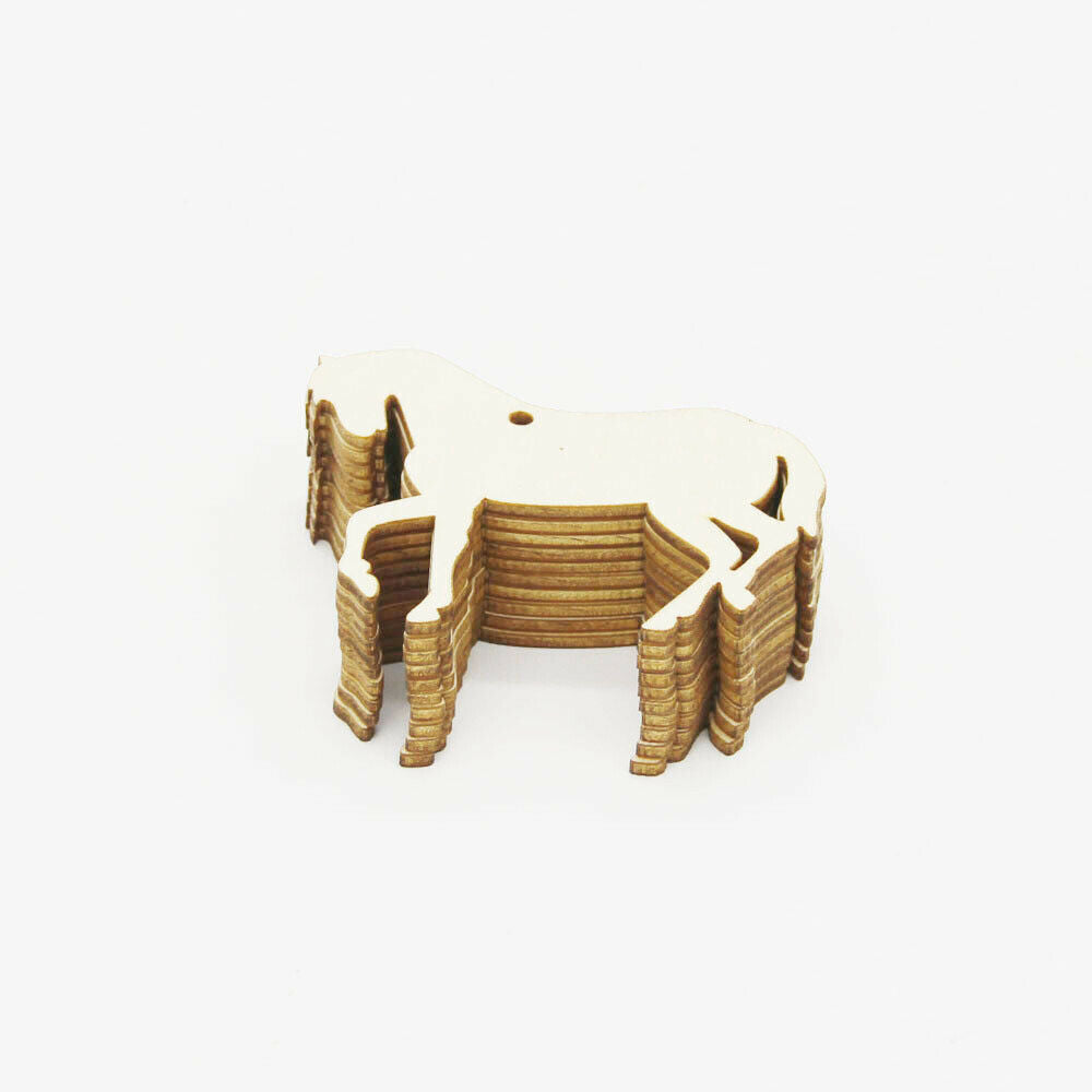 10x Wooden Horse Charms Unpainted Hanging Tags Scrapbook Stores Decors