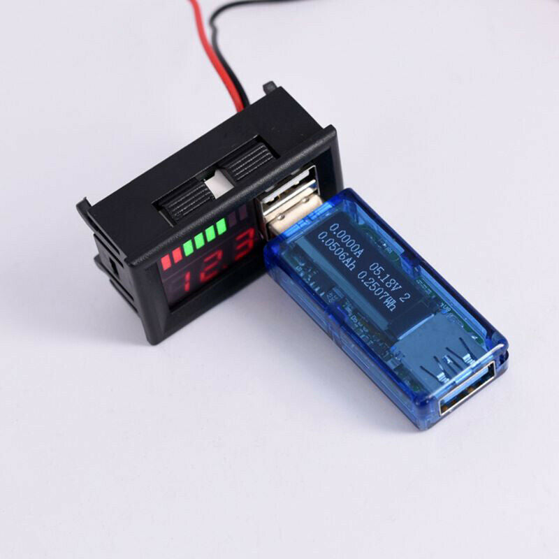 12V Digital Voltmeter Voltage Battery Panel Meter for Car Motorcycle USB 5V 2AO6