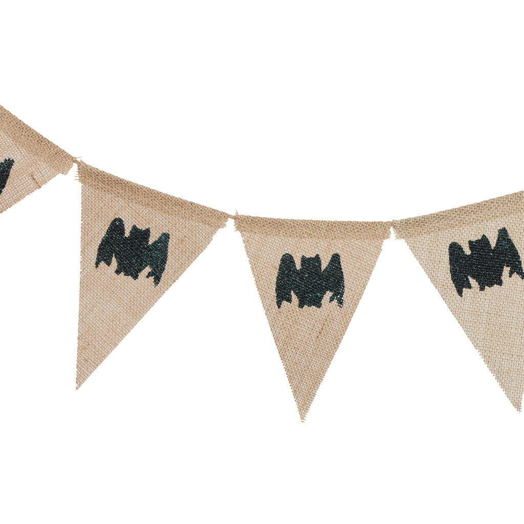 Halloween Bat Hessian Pennant Flag Banner Hanging Garland Decor Photo Prop