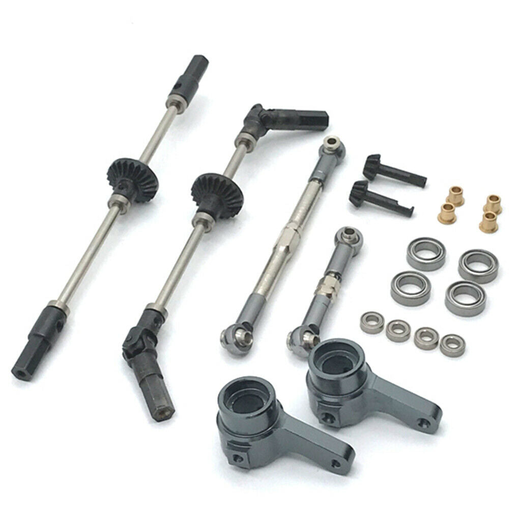 Metal Axle Shaft Steering Hubs Bearing Pinion Gears Set for 1/12 RC Off Road Car
