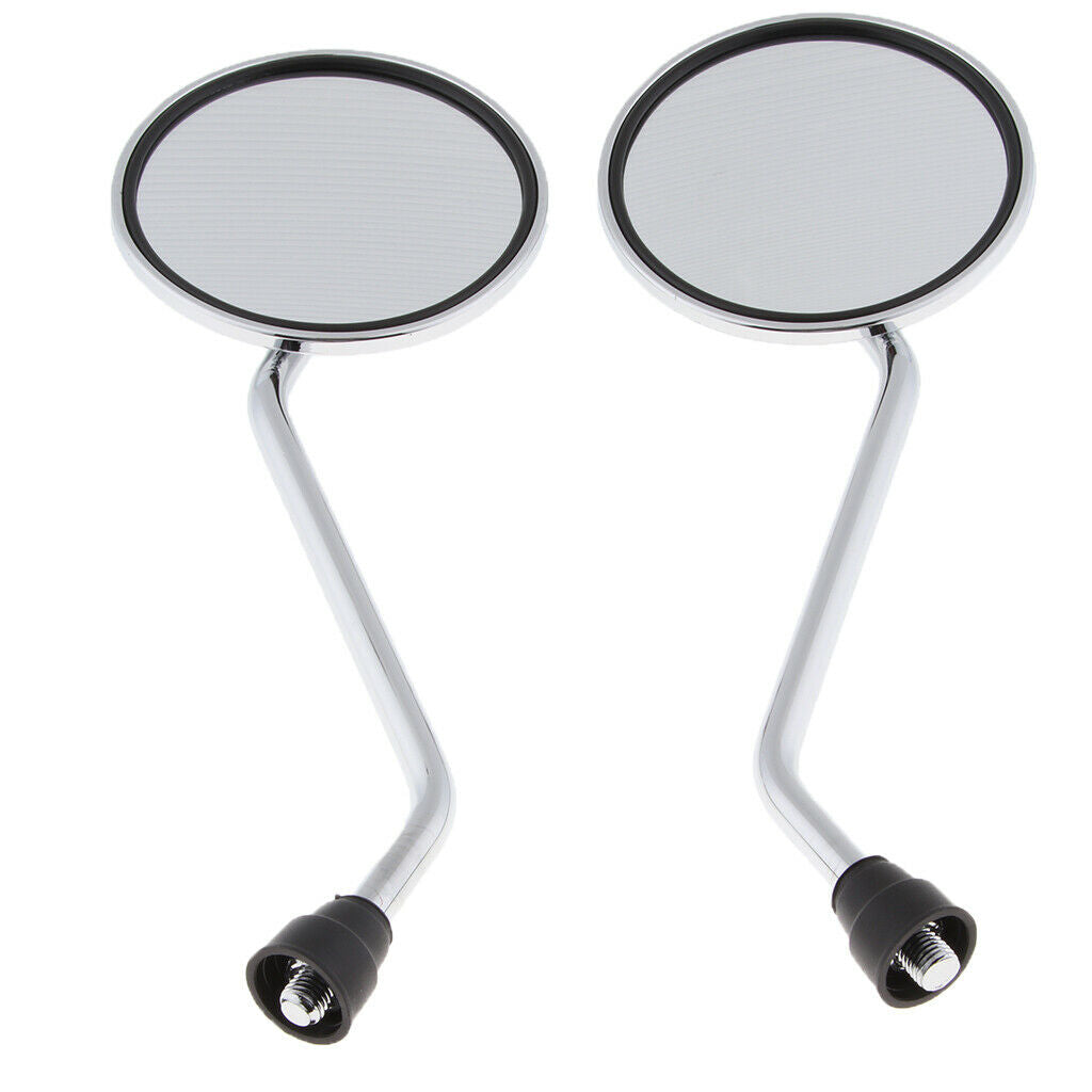 1 Pair Chrome Motorcycle Handlebar Round Rear View Side Mirror 10mm