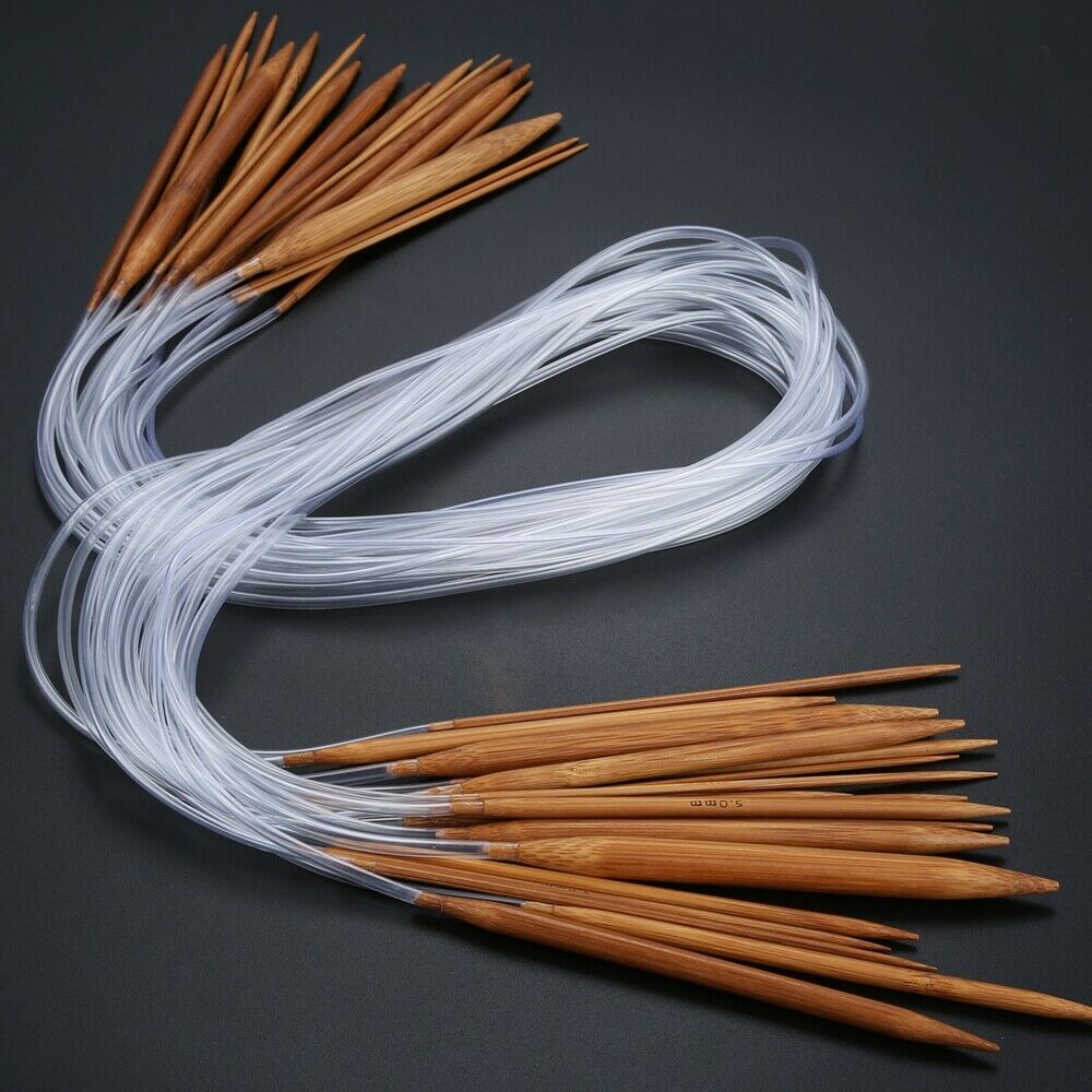 18x Bamboo Knitting Needles DIY Handcraft Sewing Tool 100CM Dia.2-10mm 18 Sizes