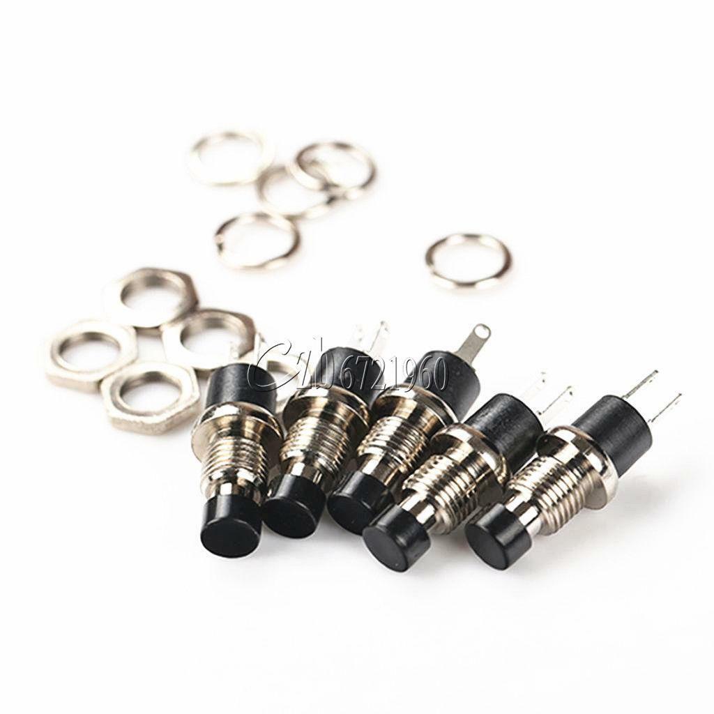 10PCS Black PBS-110 ON/OFF Push button Mini Lockless Momentary Switch