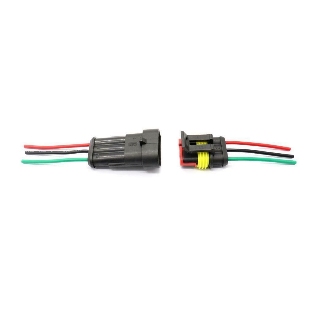 Set Of 10 3-Pin Cable Plug Connector, Car Waterproof Electrical Plug With Wire