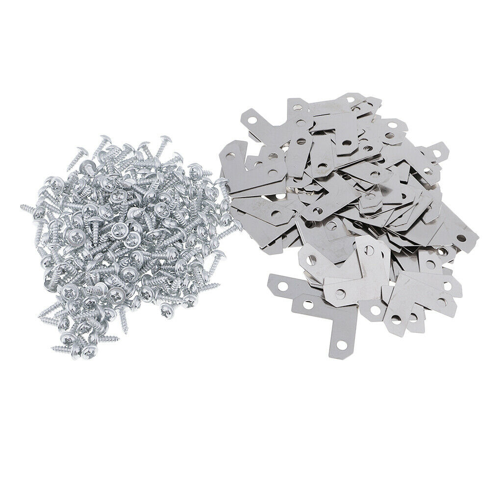 100x Plate Corner Brace Flat L Shape Repair Bracket Photo Frame Corner