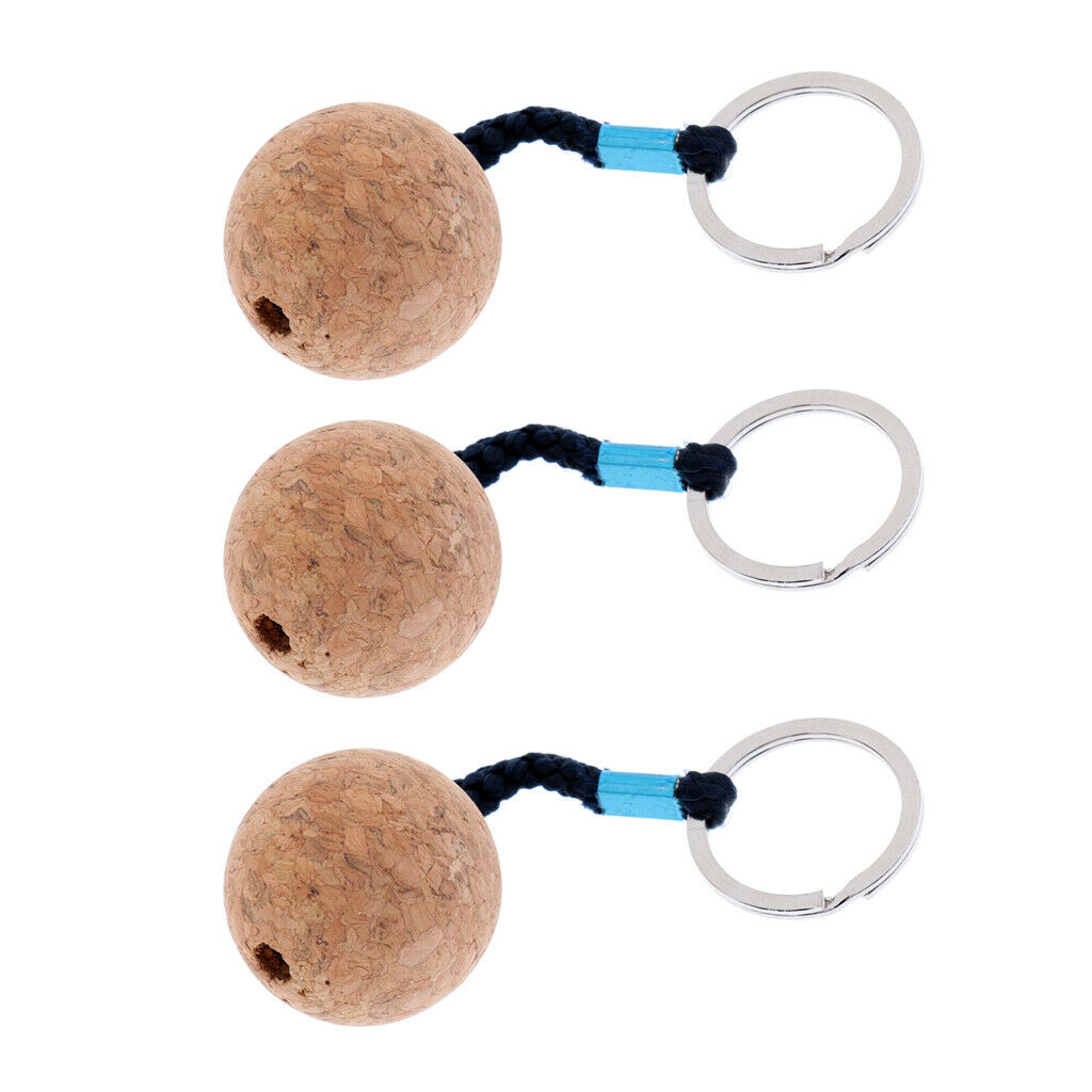 3Pcs 35mm Floating Cork Keyring Key Ring Boat Canoe Kayak Float Key Chain