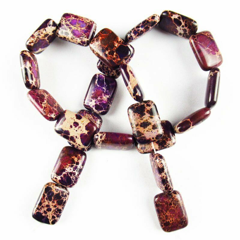 18x13x5mm Purple Man-made Sea Sediment Jasper Oblong Loose Bead 15.5 " 689DHS
