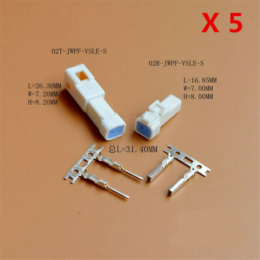5 Sets 2 Pin Way 02T-JWPF-VSLE-S 02R-JWPF-VSLE-S Connector Plug with Terminal