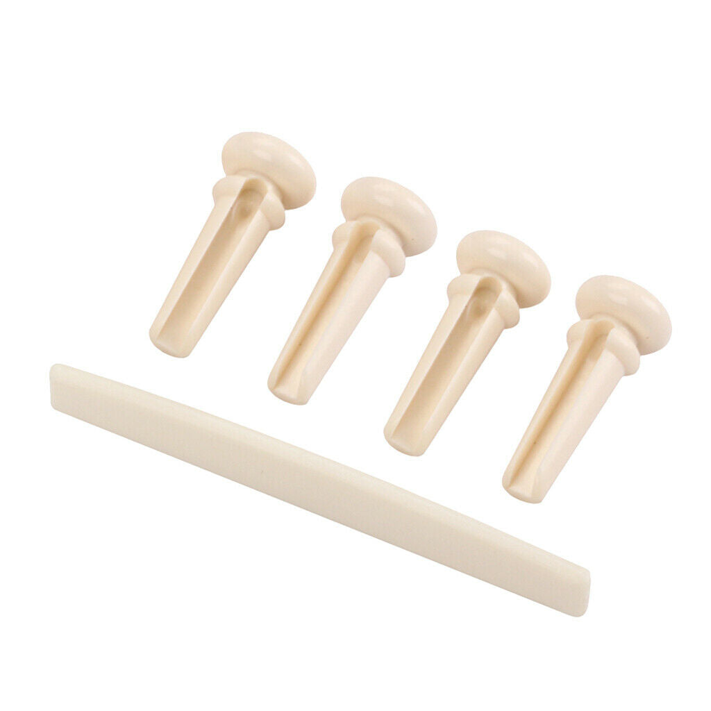 Musically 4pcs Plastic Acoustic Bridge Pins + Saddle For Beginners