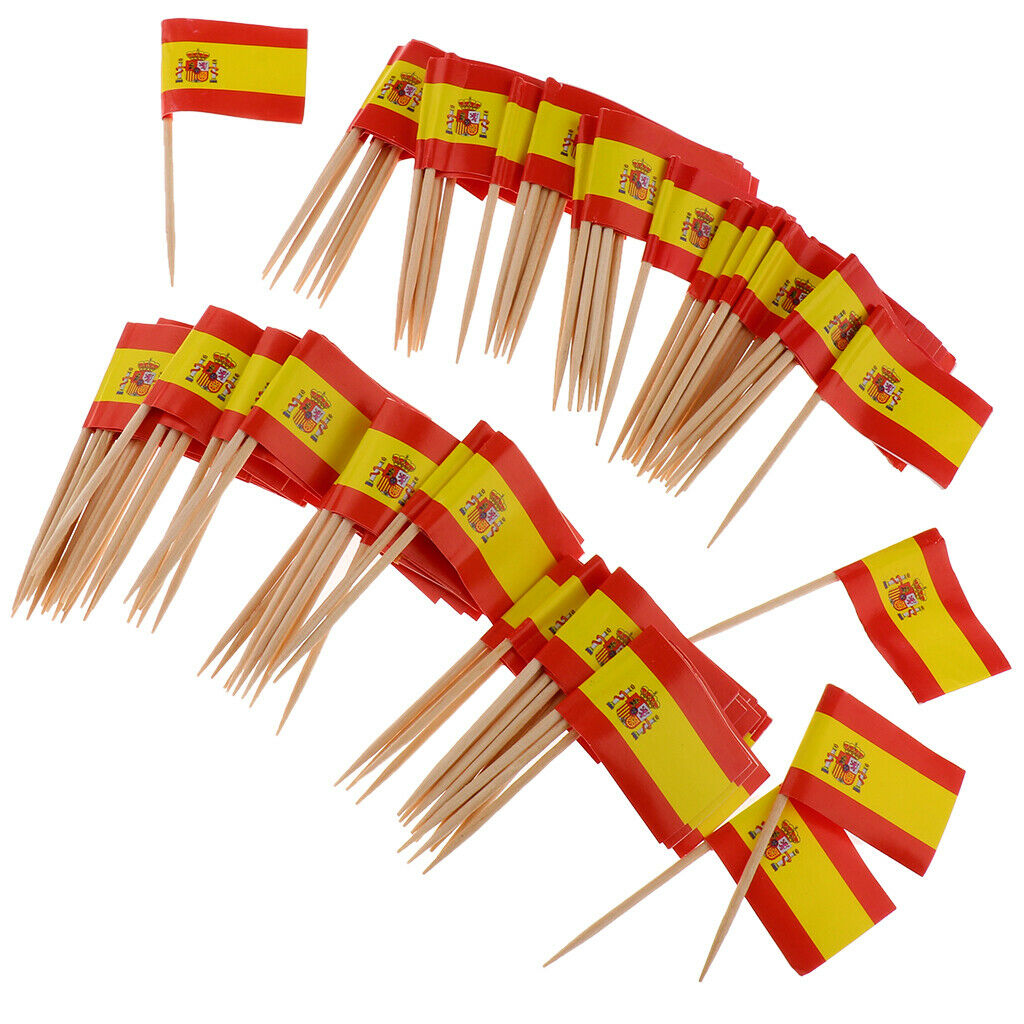 200 Pieces Decorative Flag Toothpicks Party Food Decorations Spain