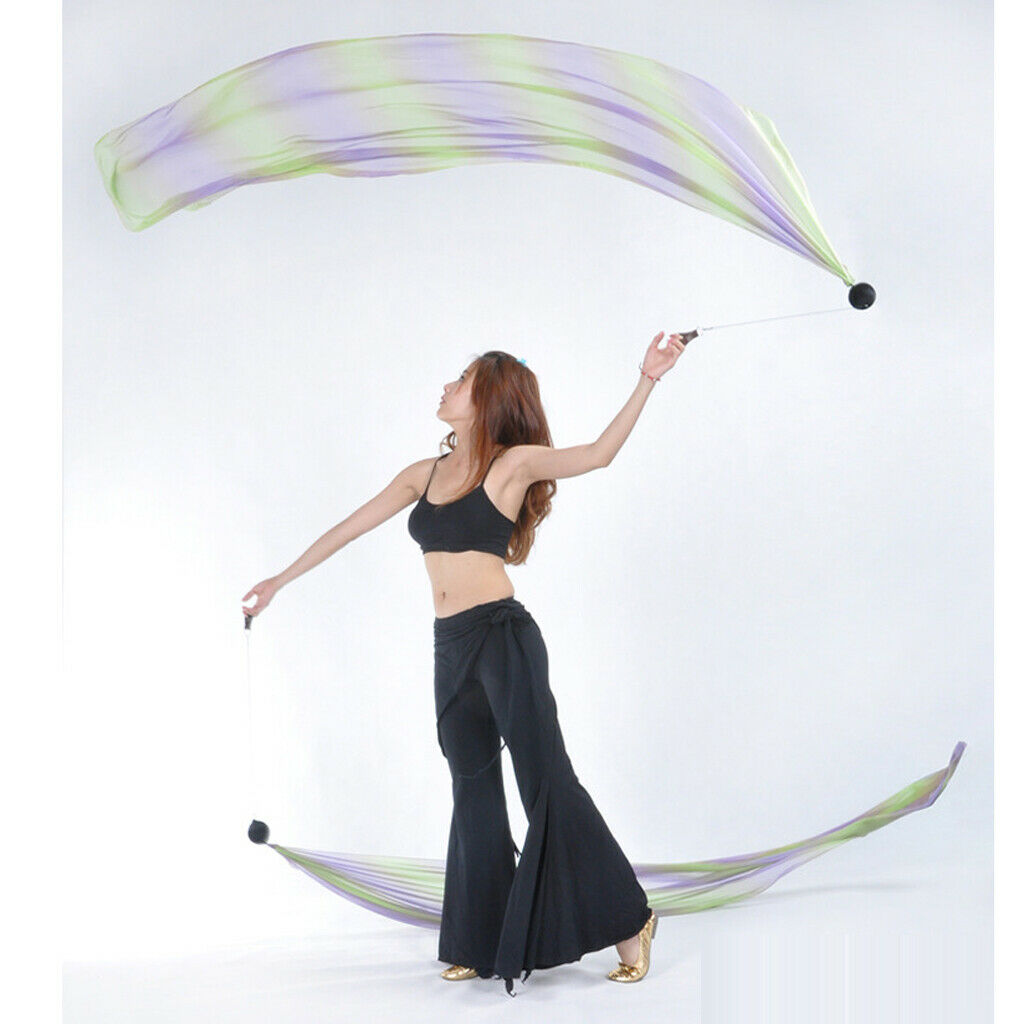 Womens Fairy Belly Dance Thrown Ball Veil Poi Helpers Dancing Props Costume