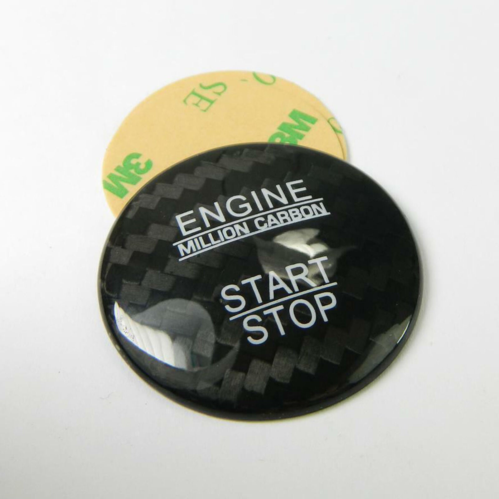 Black Carbon Fiber Engine Start Stop Button Cover Cap Trim For Mercedes-Benz
