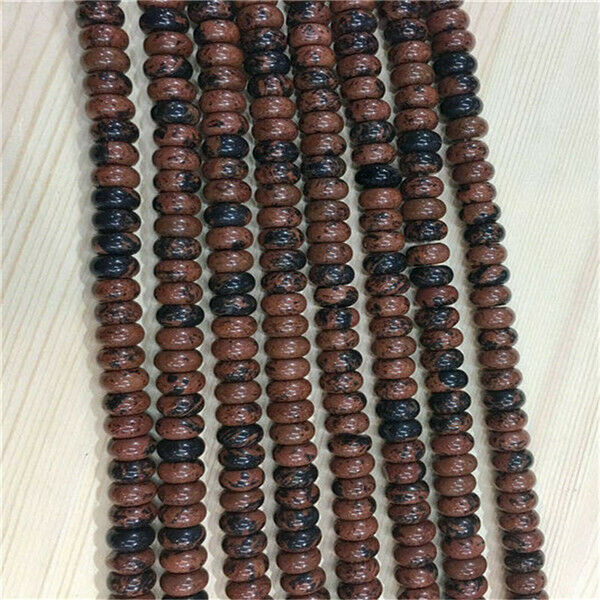 1 Strand 10x6mm Natural Mahogany Obsidian Rondelle Abacus Beads 15.5inch HH374