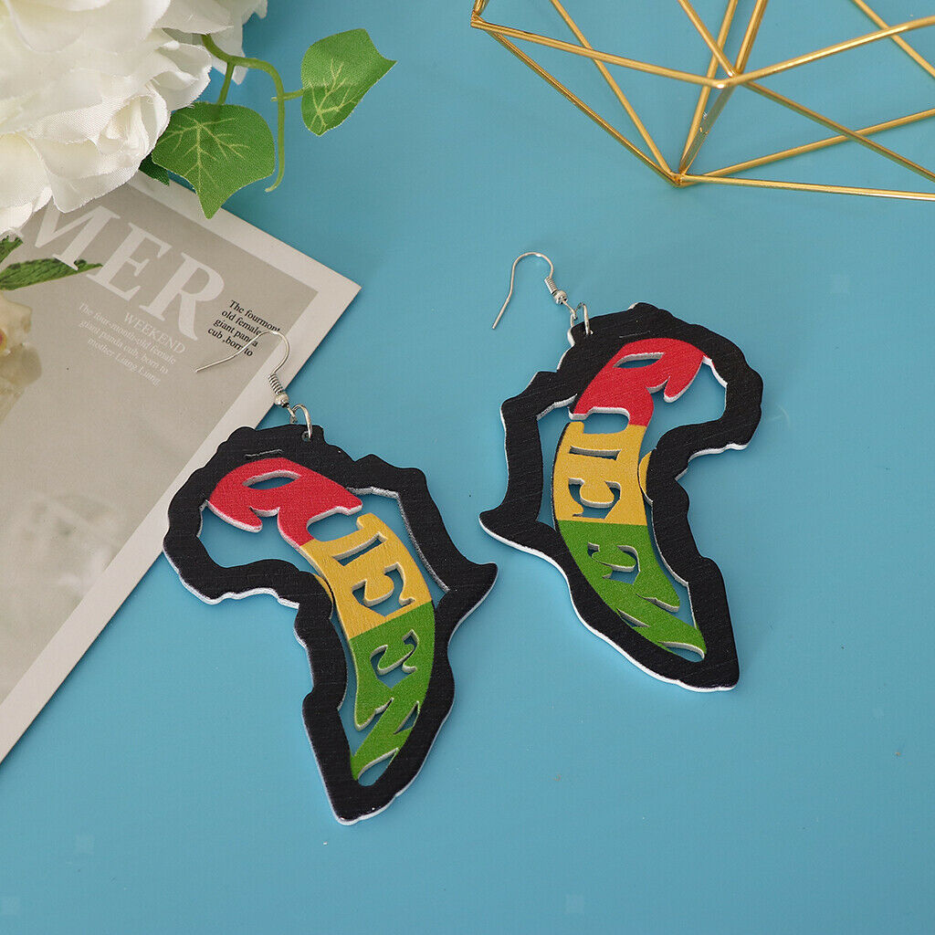 2 Pairs Personality Handmade Natural African Wooden Earrings Women Jewelry