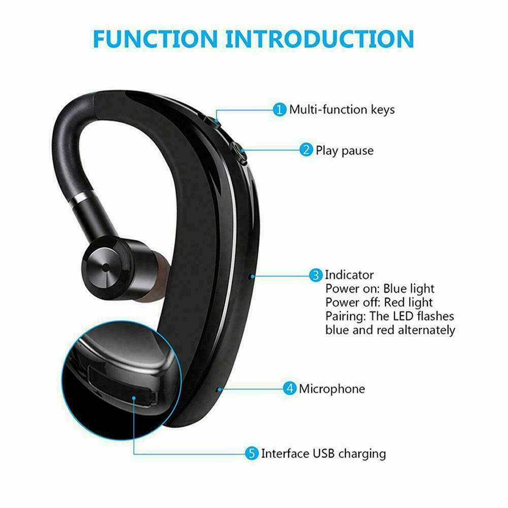 Bluetooth 5.0 Headset Wireless Earpiece Handsfree Earphone Hot Earbuds Best NEW