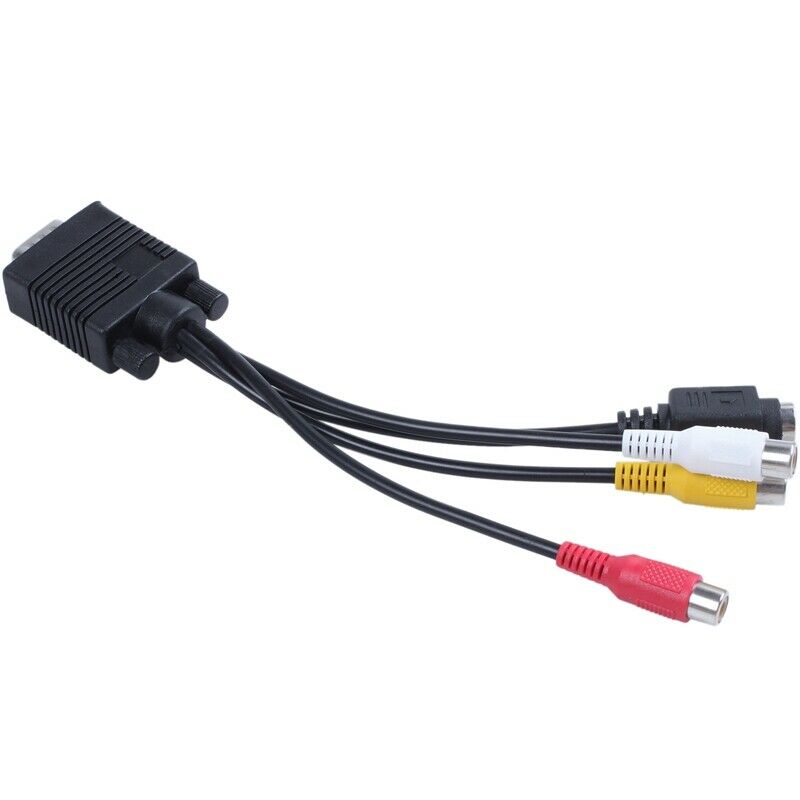 8 inch VGA Male to 3 RCA S-Video Female AV Video Cable Adapter J5E5E5