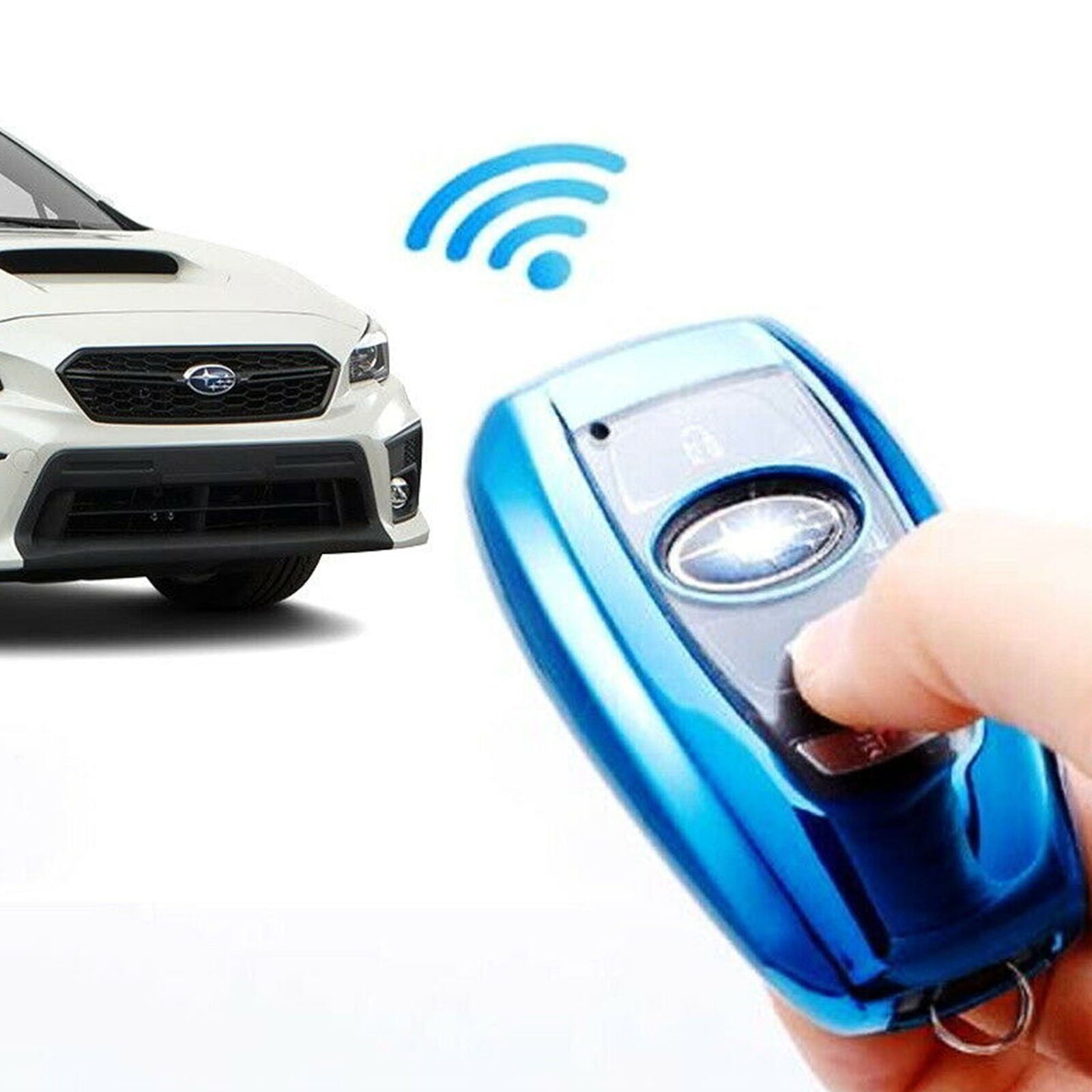 Chrome Blue TPU Key Fob Case For Subaru BRZ Legacy Outback XV Crosstrek WRX STi