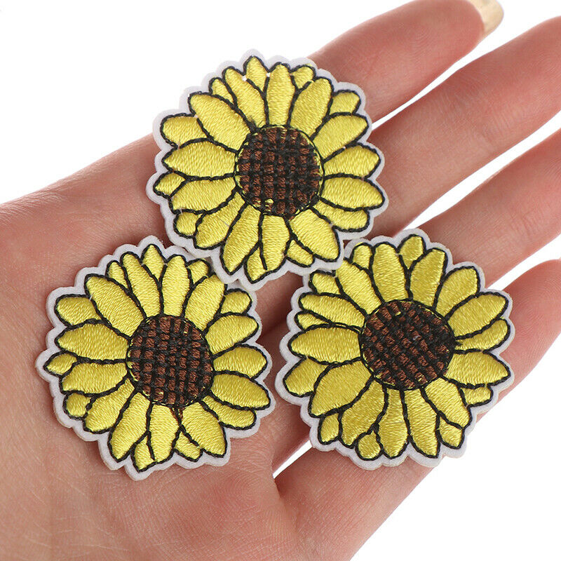 10Pcs Yellow Sunflower Patches Iron on Patch Embroidered Applique Sewing CraDEAU