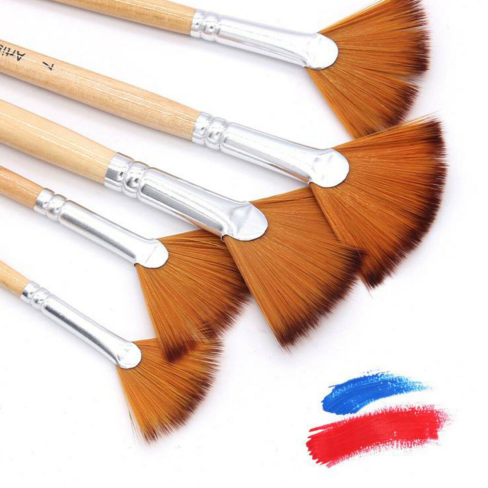 5 Pieces Fan Artist Paint Brushes Artist Painting Set Oil Acrylic Painting