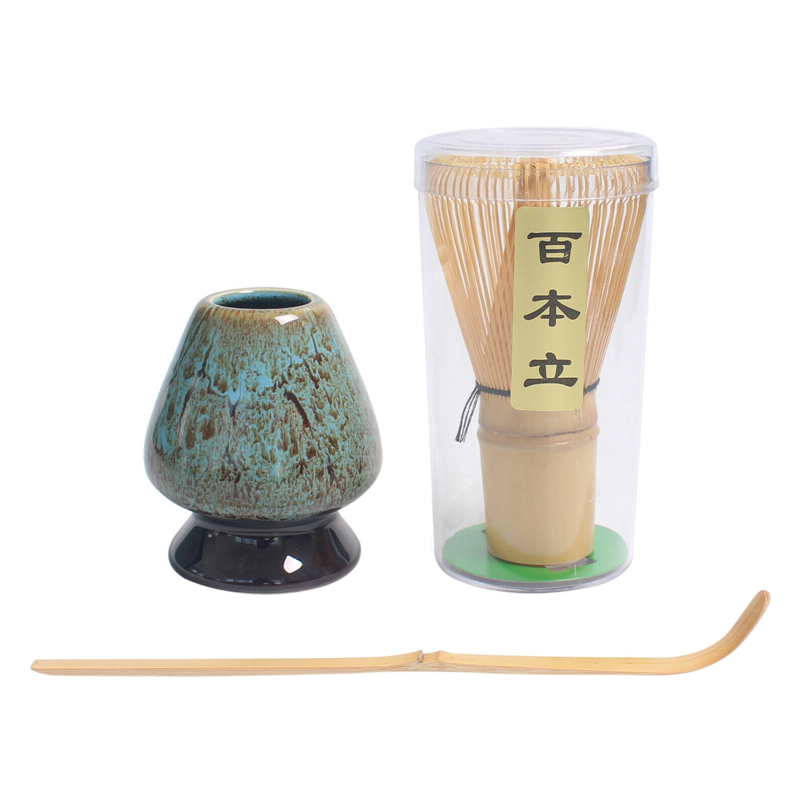 Traditional Matcha Whisk Set Exquisite Ceramic Whisk Holder Easy to Use Blue