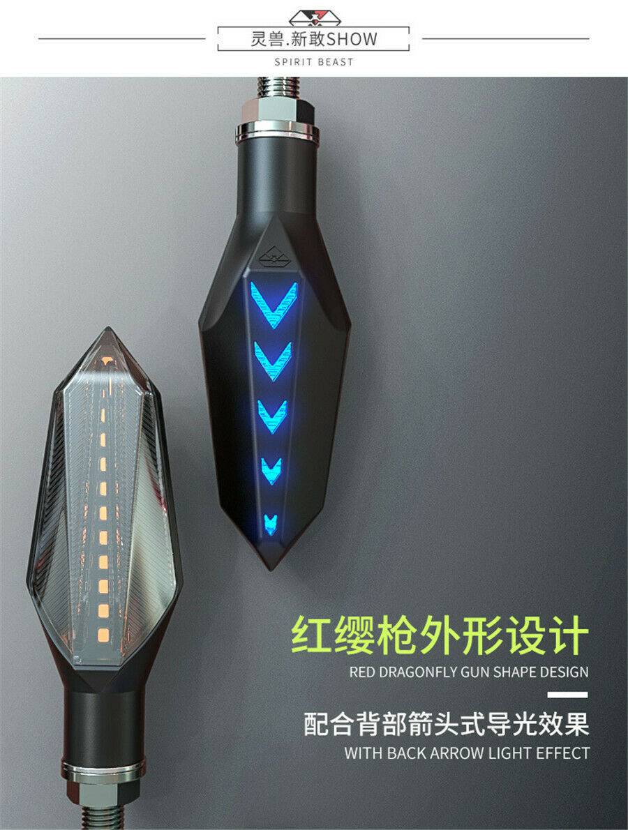 LED turn signal motorbike signal  flow light blue DRL back arrow light guide 1pc