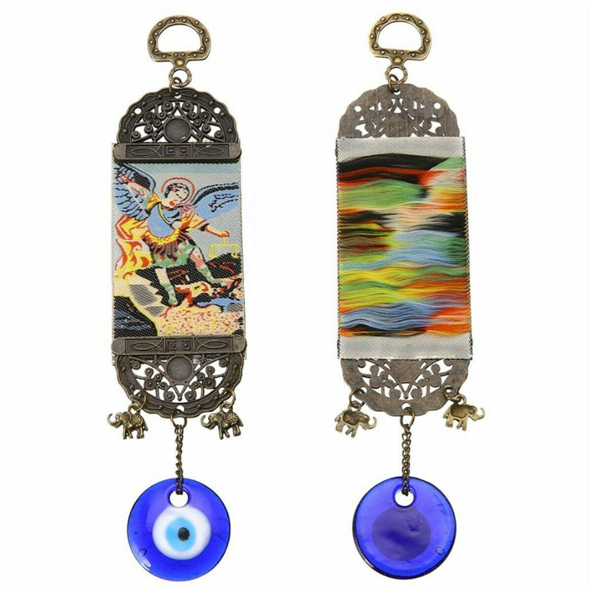 Turkish Greek Blue Big Evil Eye Amulet Wall Hanging Hand Made Lucky Pendant Gift