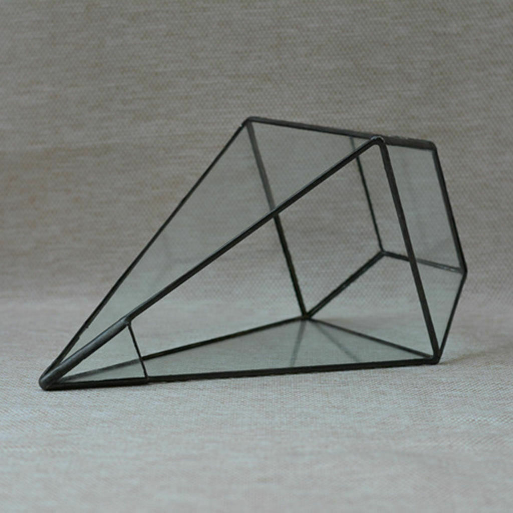 Clear Glass Metal Geometric Terrarium Box Pyramid Succulent Planter Box Pot