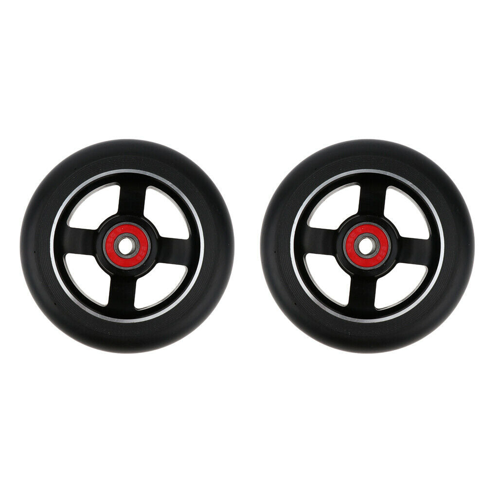 2x Replacement 10cm Kick/Stunt Scooter Wheels with Bearings & Bushings Black
