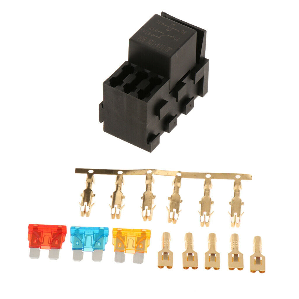 4-Slot Relay Box 1 Relays 3 Blade Fuses Easy Installation - Fuse Relay Box