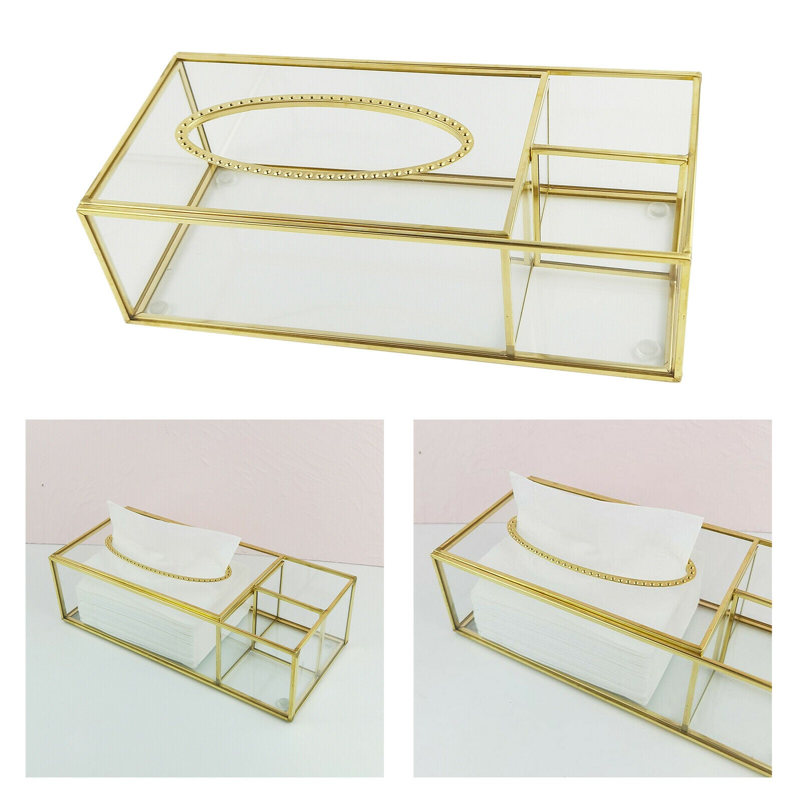 Nordic Luxury Glass Paper Tissue Box Napkin Storage Box Facial Tissue Holder