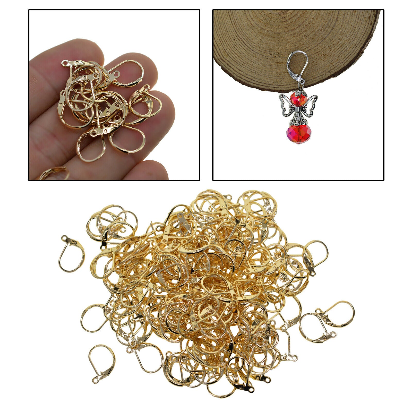 200Pcs Lever Back Earring Hooks Dangle French Round Ear Wire for DIY Jewelry