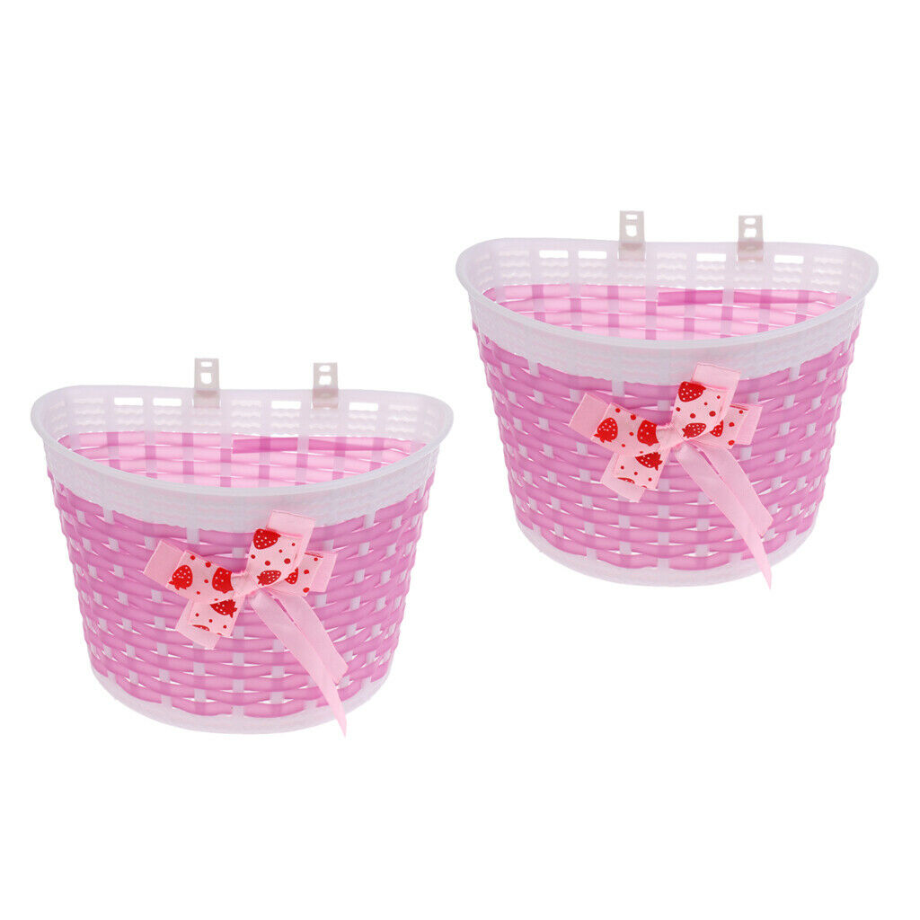 Lots 2 Girls Bike Front Basket Child Kids Shopping Holder Bowknot Baskets
