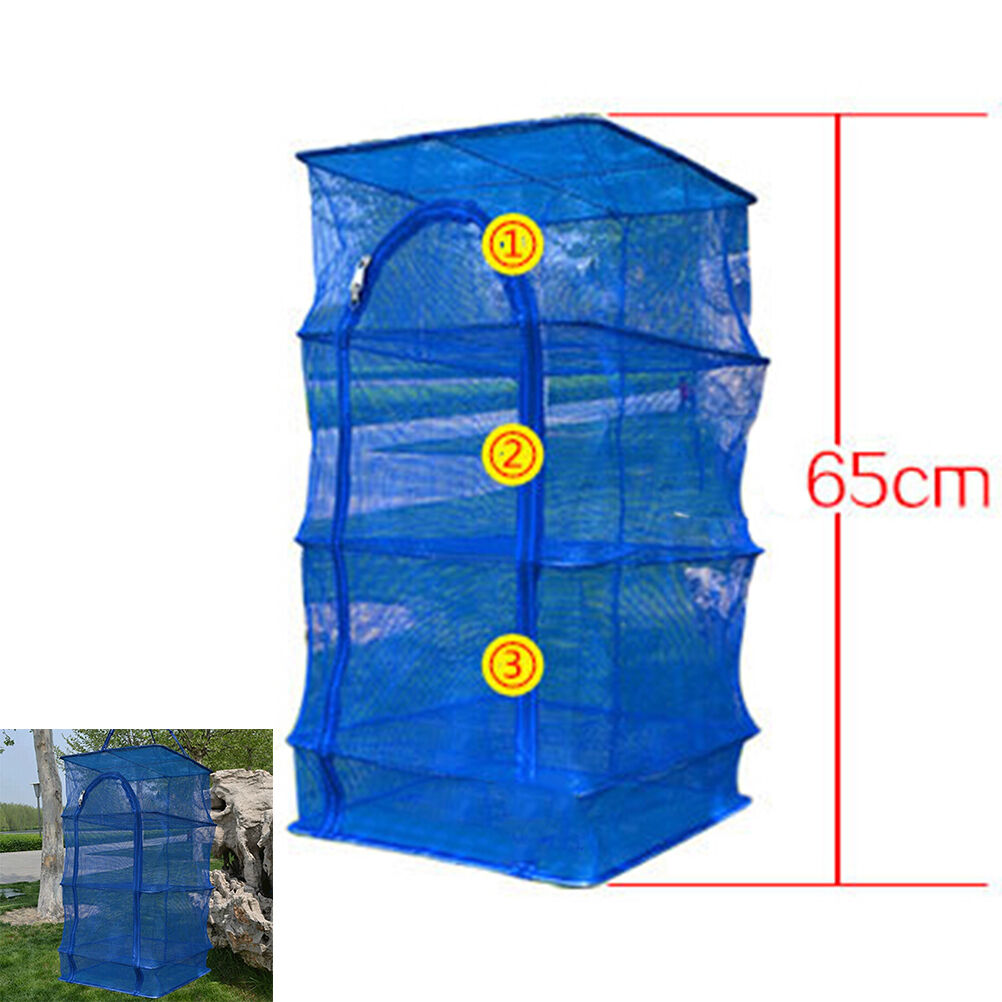 Outdoor Hanging Drying Tableware Dry Net 3 Layer Shelf Hang Cage Fish Rack WG TL