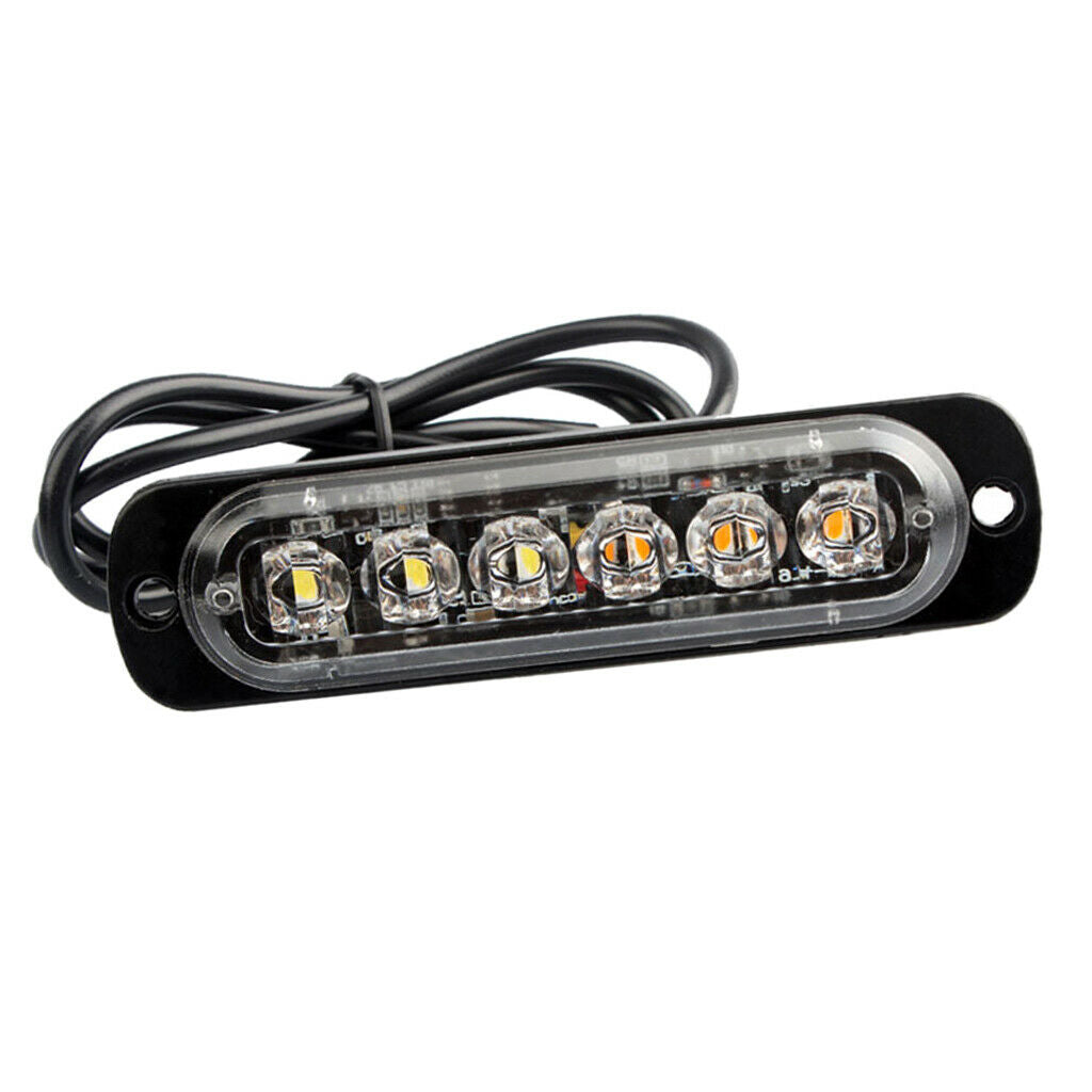 IPX4 18W Car SUV Vehicle Beacon 6 LED White Strobe Flash Light Bar Universal