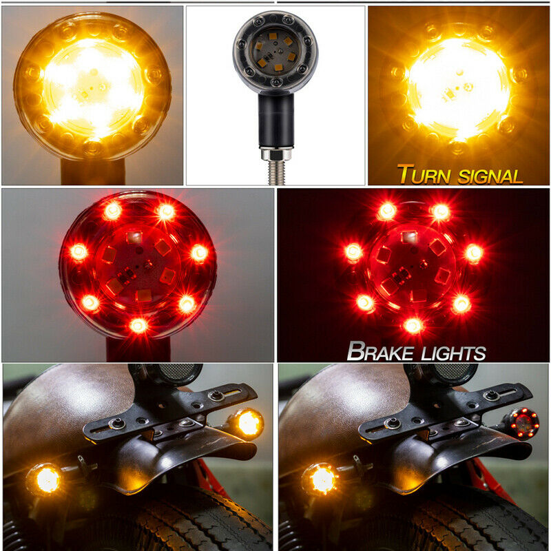 Motorcycle Scooter Bikes Bar End LED Turn Signal Light Corner Indicator Lamp Kit
