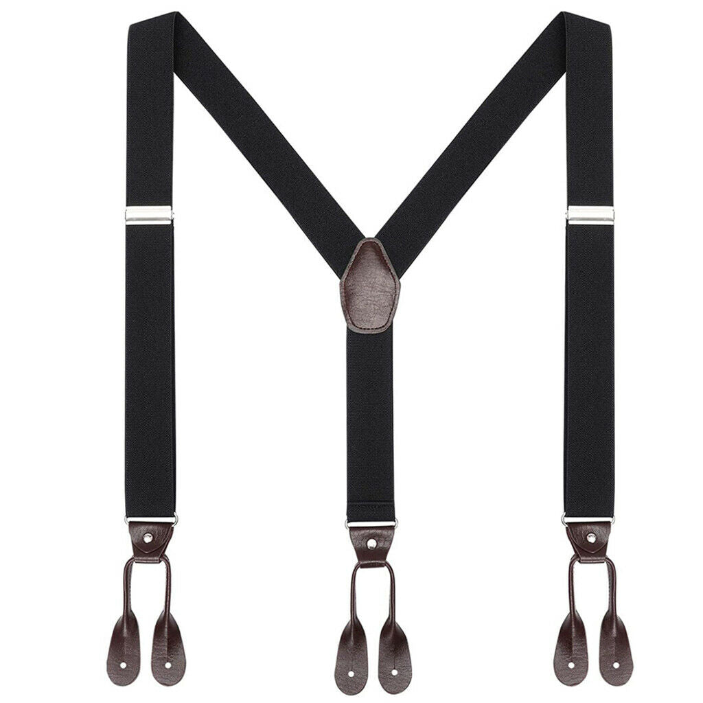 Mens Button End Suspenders Adjustable Tuxedo Suspenders Trousers Pants