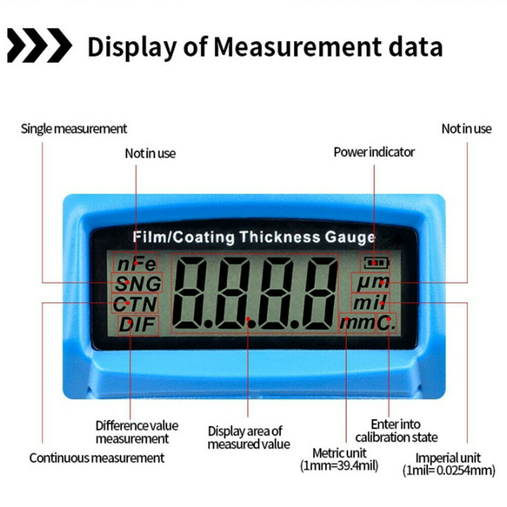 GM200 Thickness Gauges Film Paint Coating Car Magnetic Measurement Meter Tester