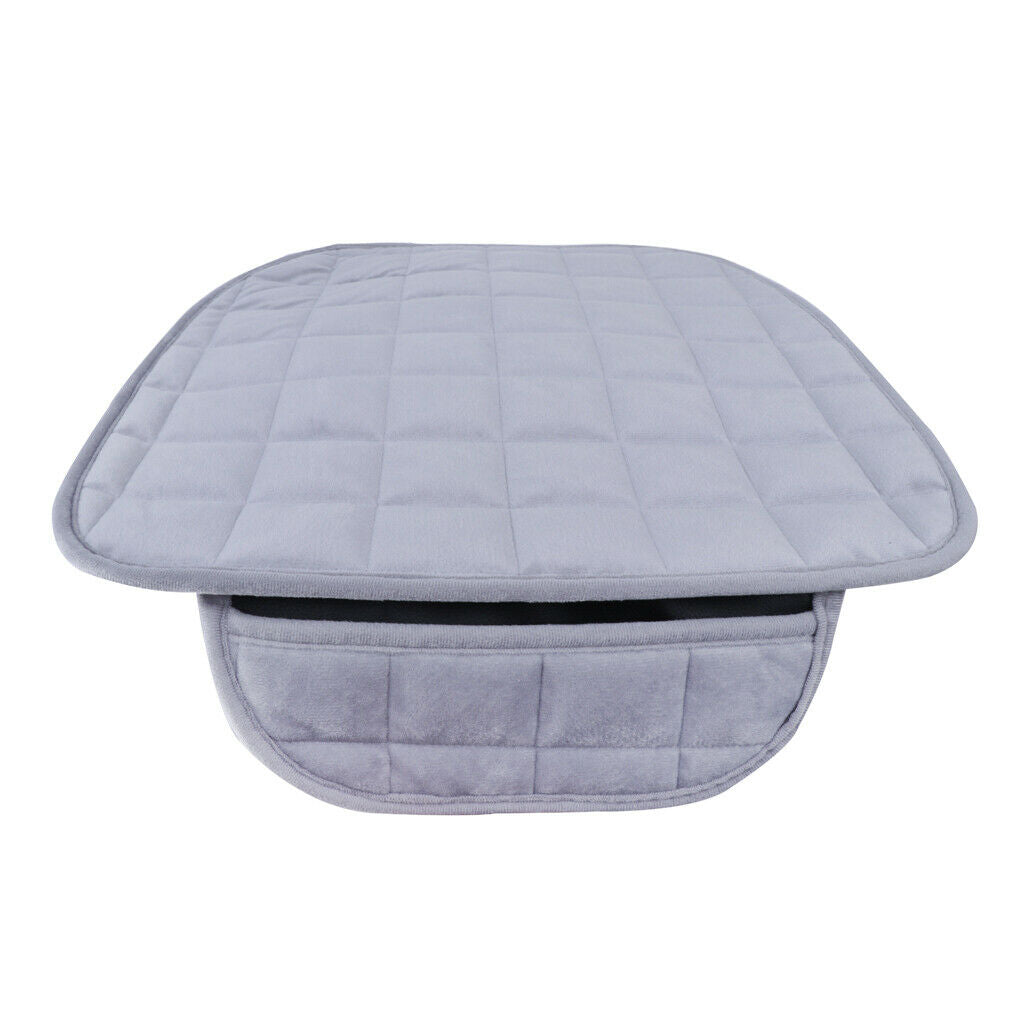 1 Front & Rear Square Row Car Auto Winter Plush Antiskid Seat Cover Pad Gray