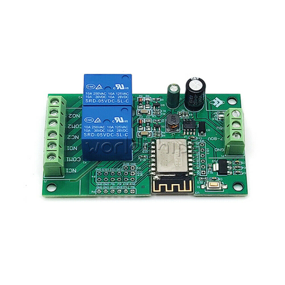 ESP8266 WIFI Dual Channel Relay Module 5V Power Supply ESP-12F Development Doard