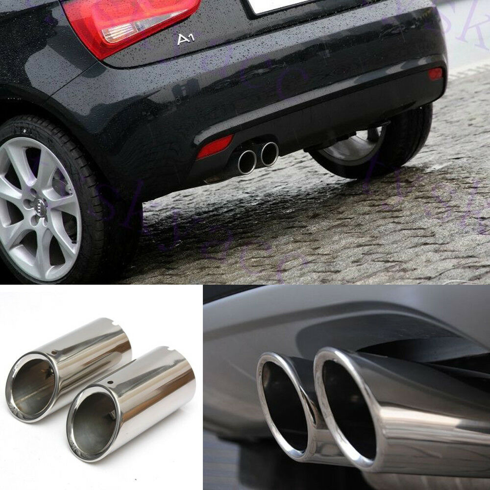 2x Rear Stainless Exhaust Tail Pipe Tip Muffler End Trim For A3 8P 09 10 11 2012