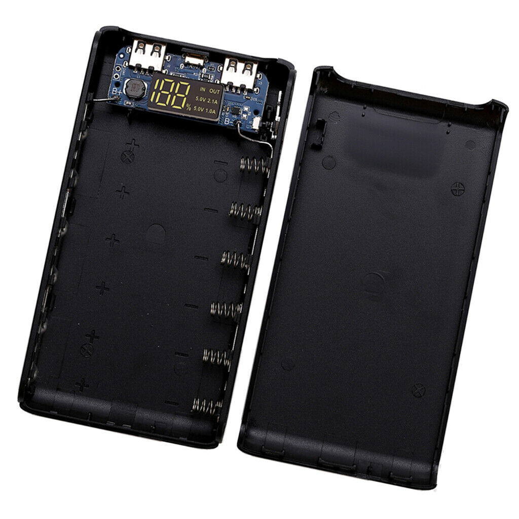 Dual USB  6x 18650 External Backup Battery Charger Box Case