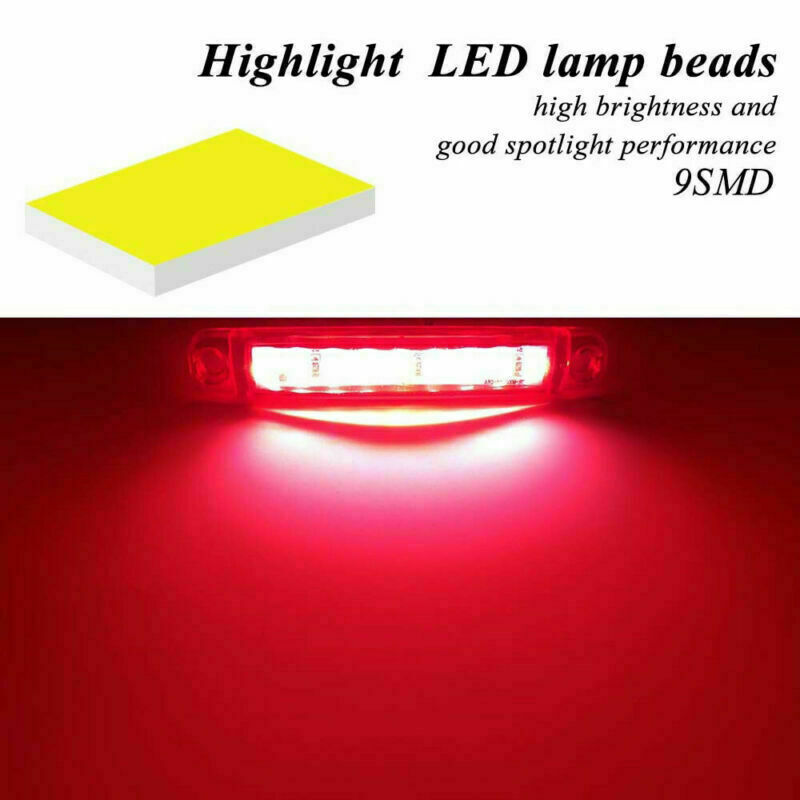 20pcs 4" 9 LED Bus Truck Trailer Side Marker Indicators Lights Red Waterproof