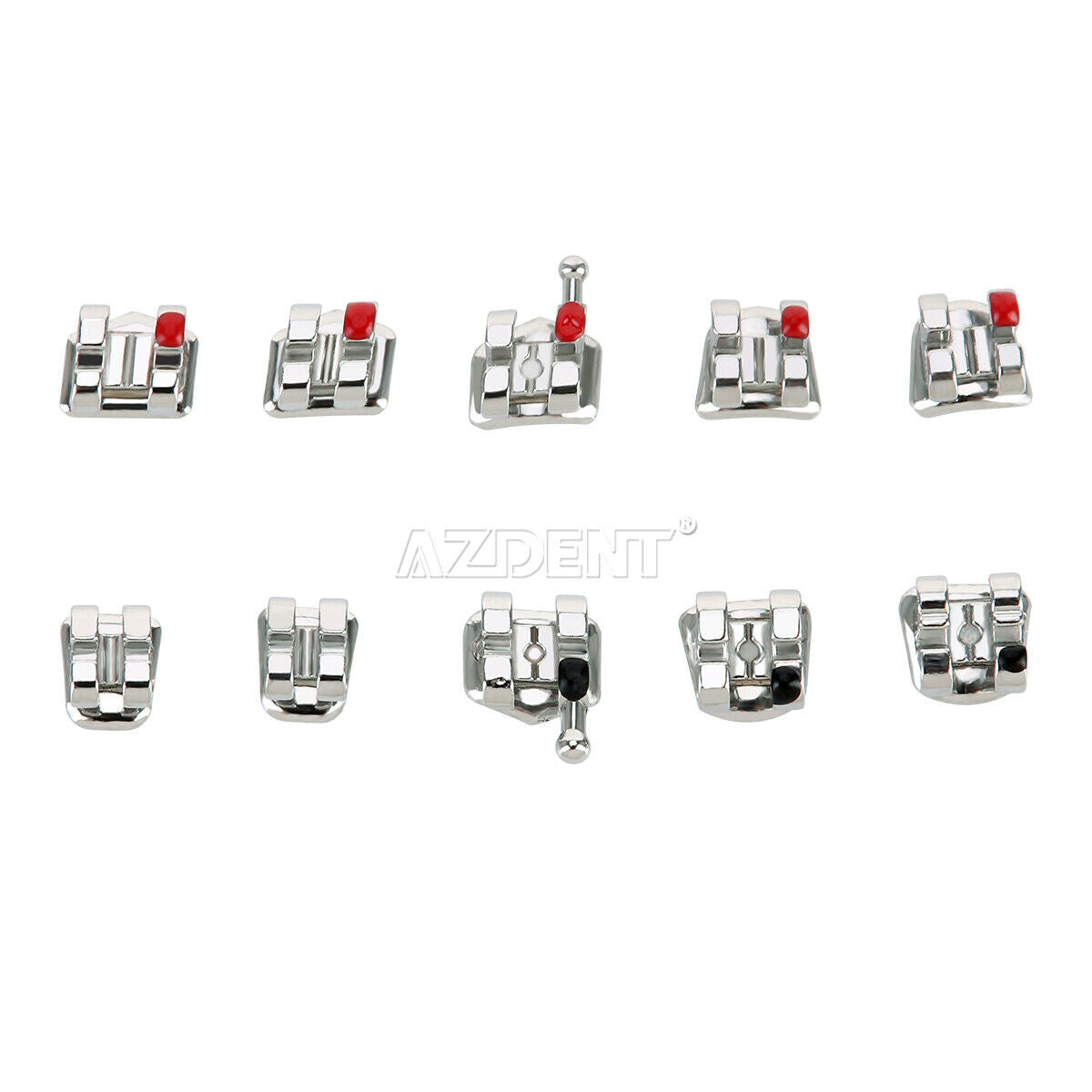50pack Dental Orthodontic Metal Brackets Braces Mini Roth 018 3-4-5 Hooks AZDENT