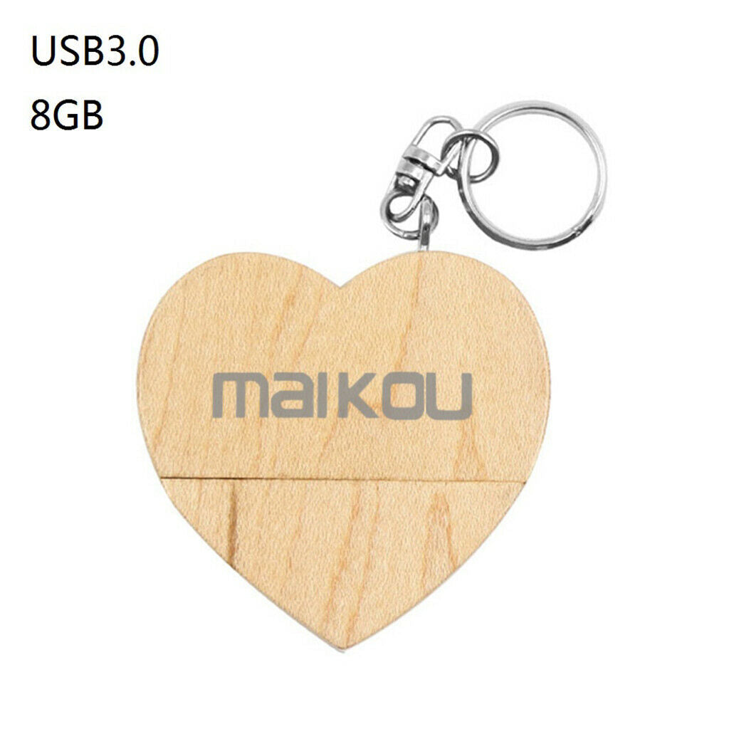Gift Wooden Wood Heart Shaped USB Flash Drive USB 3.0 Flash Drive 8GB Pendrive
