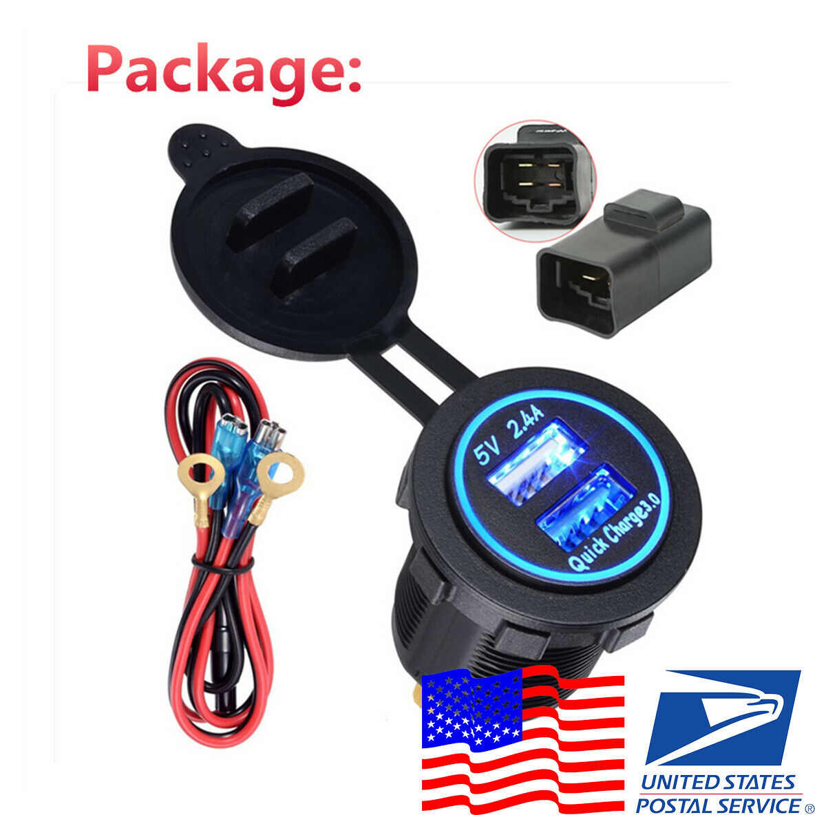 12V USB Motorcycle Bicycle Charger with Relay For Kawasaki versys650 /versys1000