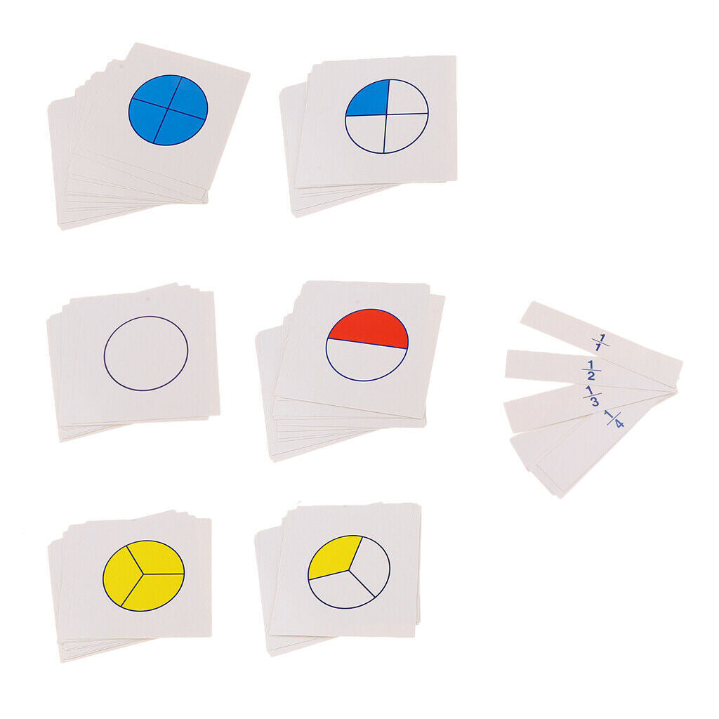 Kids Children Math Learning Cards Fraction For Montessori Educational 1 Set