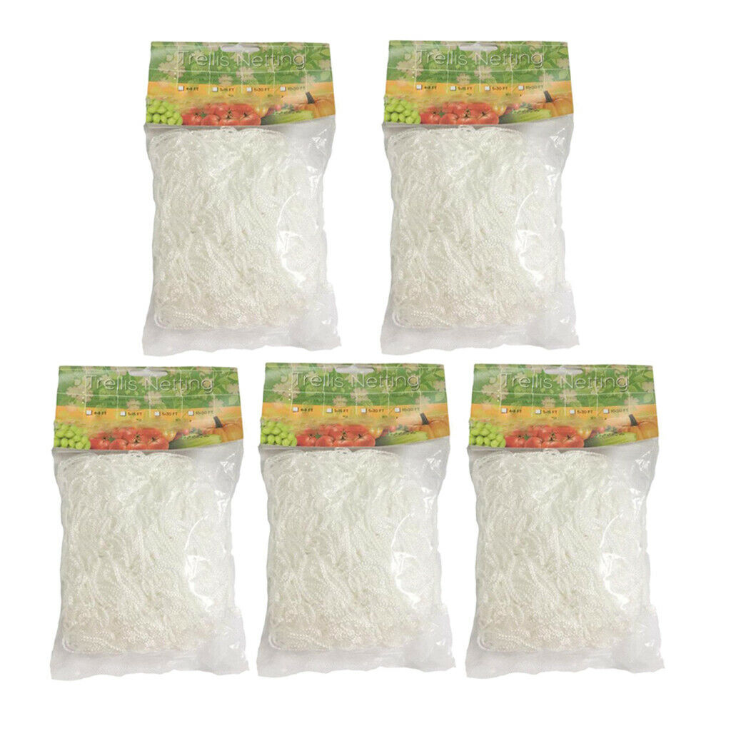 5 x Polyester White Garden Trellis Netting Plant Climbing Net String Netting