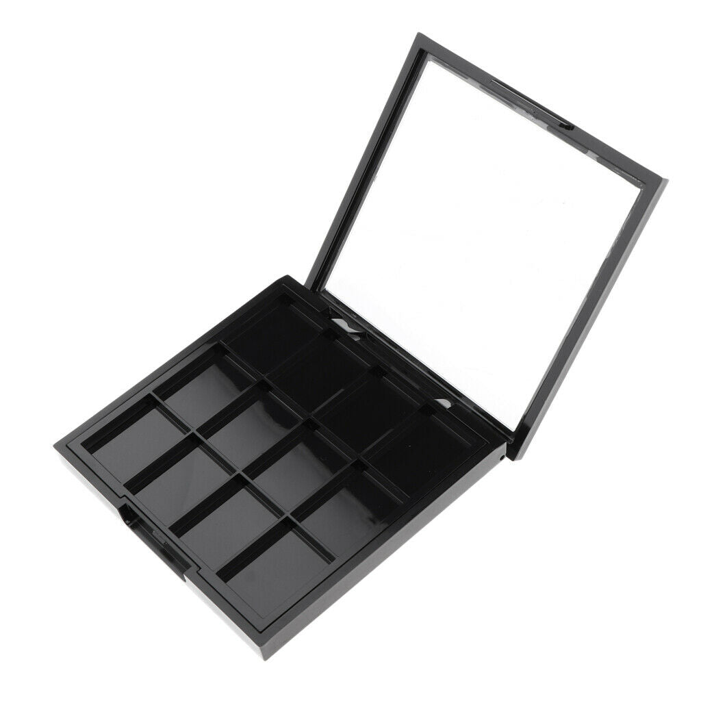12 Slots Cosmetic Eyeshadow Palette Case Box for Blush Concealer Black