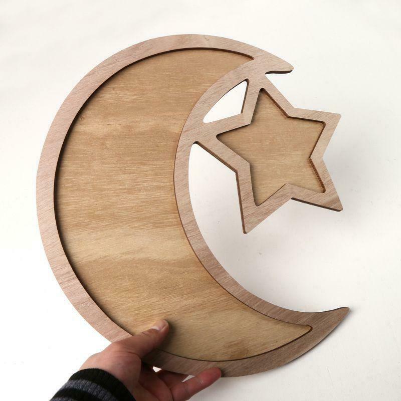 Wooden Moon Srar Eid Ramadan Party Food Serving Dessert Tableware Pastry